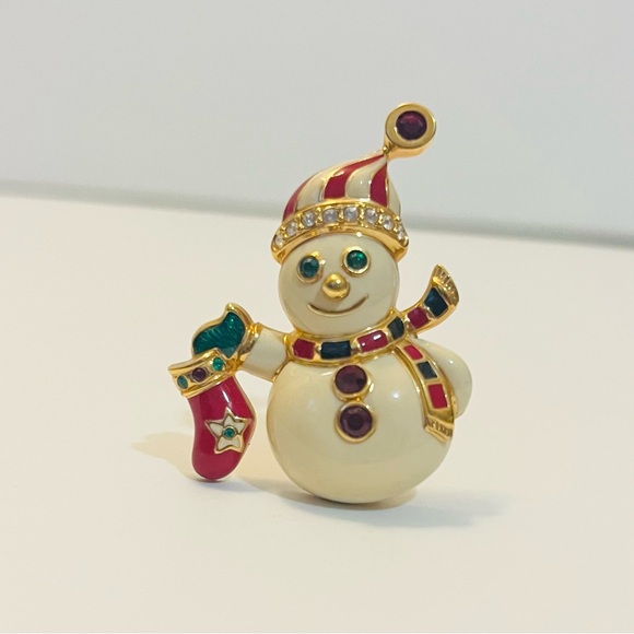 Franklin Mint Jewelry - Franklin Mint Kenneth Jay Lane Vintage Swarovski Crystal Snowman Brooch Pin